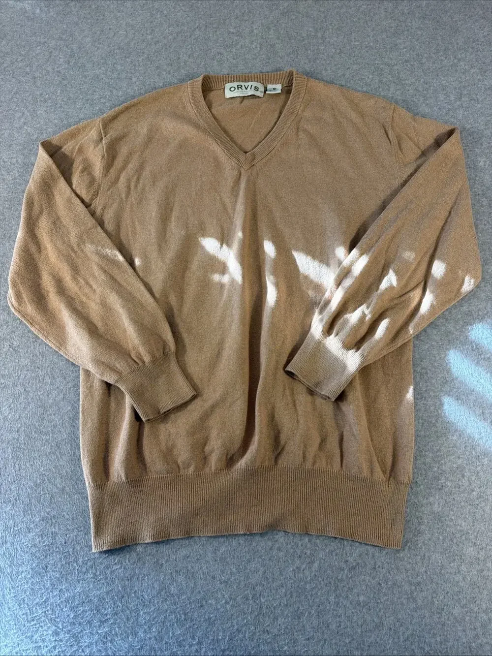Orvis Camel Colored Sweater, Medium, Cashmere And Cotton